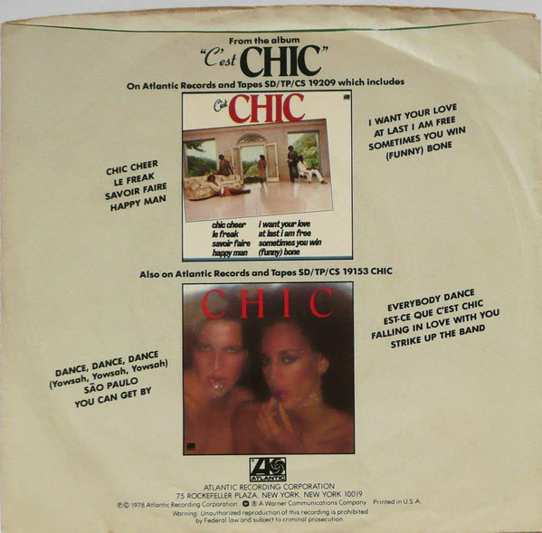 Chic - I Want Your Love b/w (Funny) Bone (7", Spe) (Very Good Plus (VG+)) - Image 2