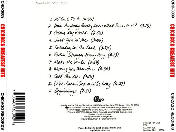 Chicago  - Chicago's Greatest Hits (CD, Comp) (Very Good Plus (VG+)) - Image 2