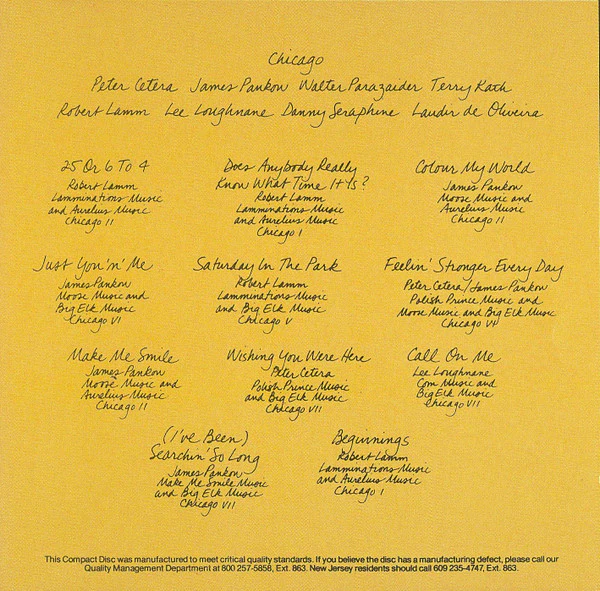 Chicago - Chicago's Greatest Hits (CD, Comp) (Very Good Plus (VG+)) - Image 5