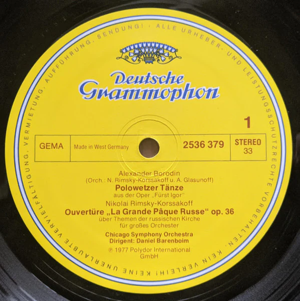 Chicago Symphony Orchestra ▪ Daniel Barenboim - Polowetzer Tänze = Polovtsian Dances ▪ Eine Nacht Auf Dem Kahlen Berge = Night On Bald Mountain ▪ Russische Ostern = Russian Easter Overture ▪ Capriccio Espagnol (LP) (Near Mint (NM or M-)) - Image 3
