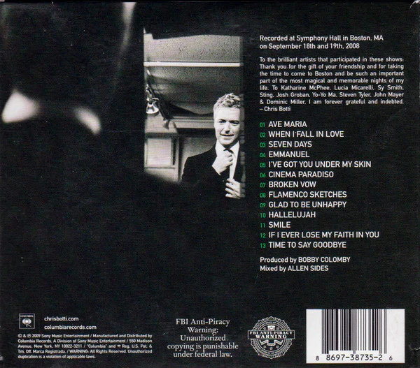 Chris Botti - Chris Botti In Boston (CD, Album, Gat) (Very Good Plus (VG+)) - Image 2