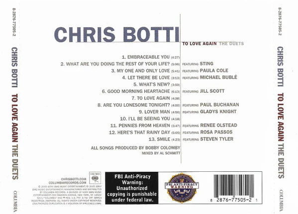 Chris Botti - To Love Again (The Duets) (CD, Album) (Very Good Plus (VG+)) - Image 2