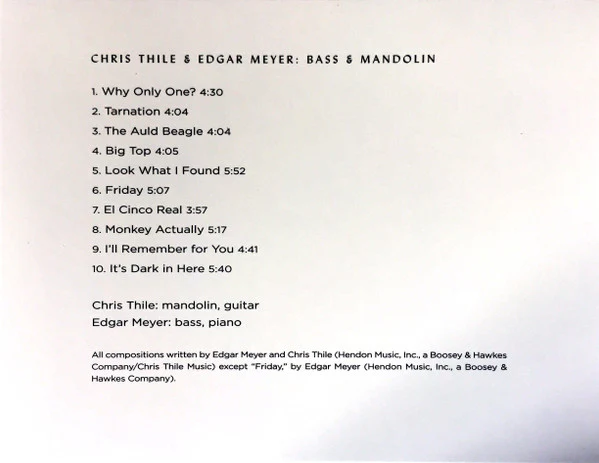 Chris Thile, Edgar Meyer - Bass & Mandolin (CD, Album) (Near Mint (NM or M-)) - Image 3