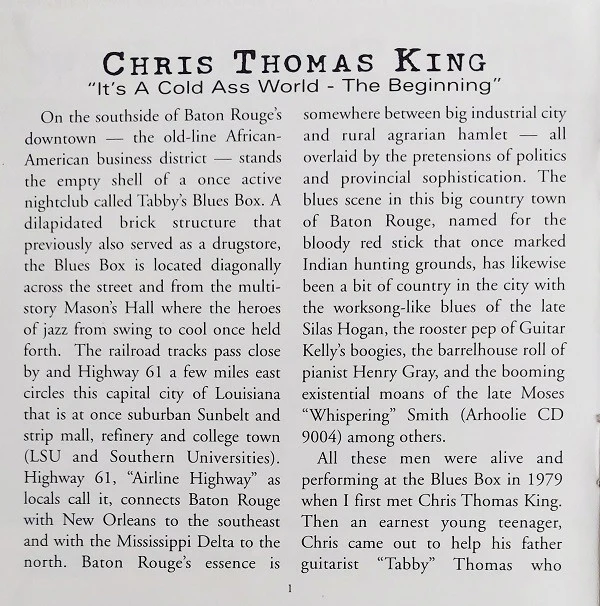 Chris Thomas King - It's A Cold Ass World - The Beginning (CD, Album, RE) (Near Mint (NM or M-)) - Image 4