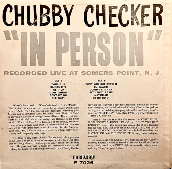 Chubby Checker - Chubby Checker "In Person" (LP, Mono) (Good Plus (G+)) - Image 2