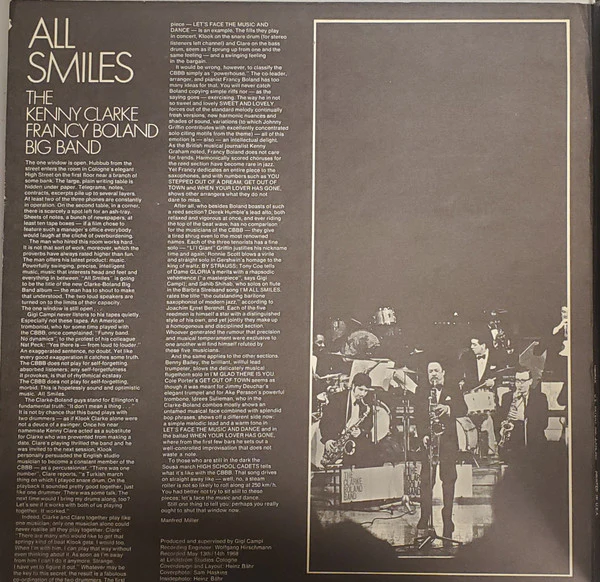 Clarke-Boland Big Band - All Smiles (LP, Album, RE) (Very Good Plus (VG+)) - Image 2