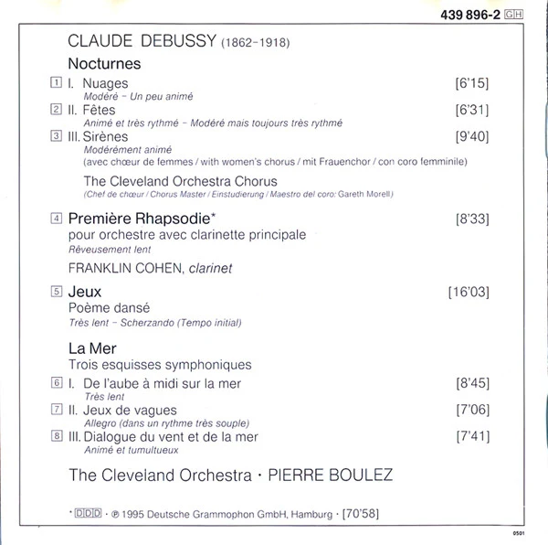 Claude Debussy, The Cleveland Orchestra, Pierre Boulez - La Mer • Nocturnes • Jeux • Rhapsodie Pour Clarinette Et Orchestre (CD, PMD + CD, Promo, PMD) (Near Mint (NM or M-)) - Image 2