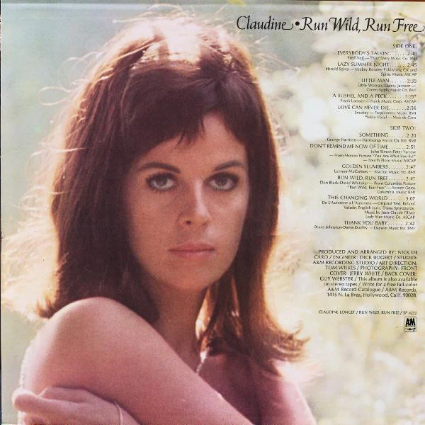 Claudine Longet - Run Wild, Run Free (LP, Album) (Very Good (VG)) - Image 2