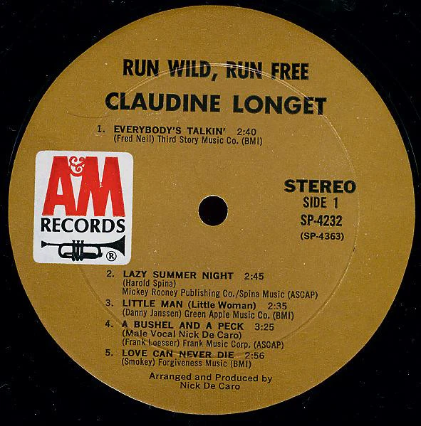 Claudine Longet - Run Wild, Run Free (LP, Album) (Very Good (VG)) - Image 3