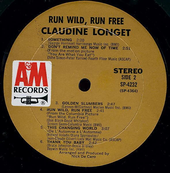 Claudine Longet - Run Wild, Run Free (LP, Album) (Very Good (VG)) - Image 4