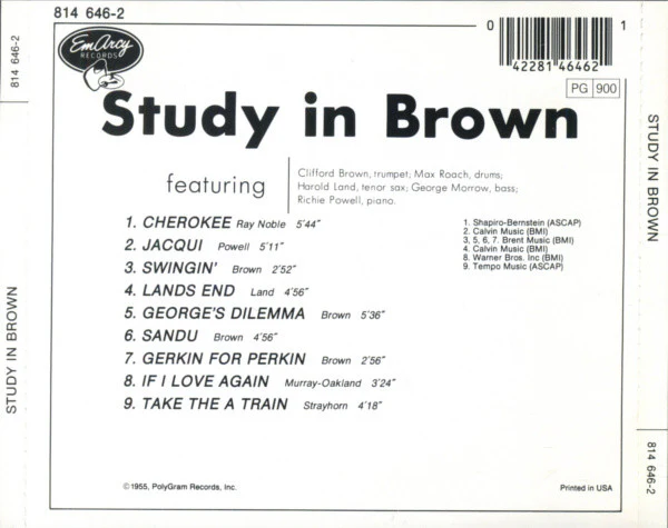 Clifford Brown And Max Roach - Study In Brown (CD, Album, RE) (Very Good Plus (VG+)) - Image 2