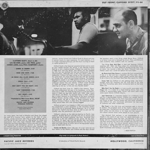 Clifford Scott - Out Front! (LP, Album, BLU) (Mint (M)) - Image 2