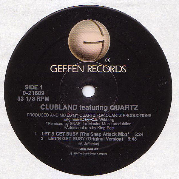 Clubland Featuring Quartz - Let's Get Busy (12") (Very Good Plus (VG+))