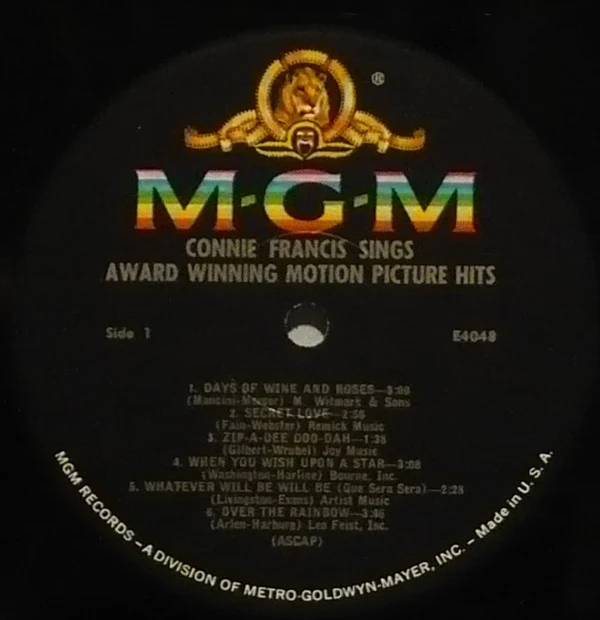 Connie Francis - Sings Award Winning Motion Picture Hits (LP, Album, Mono, MGM) (Very Good Plus (VG+)) - Image 3