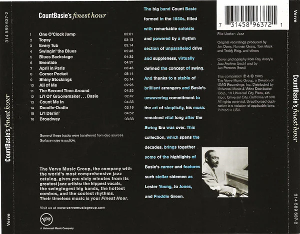 Count Basie - Count Basie's Finest Hour (CD, Comp) (Near Mint (NM or M-)) - Image 2