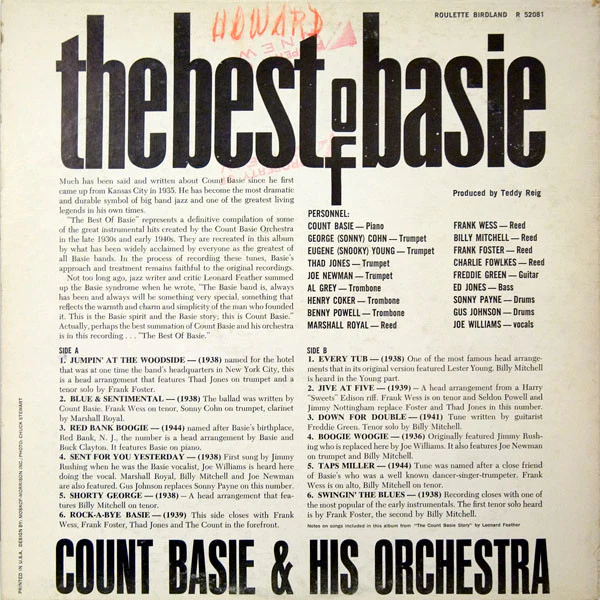 Count Basie Orchestra - The Best Of Basie (LP, Album, Mono) (Very Good Plus (VG+)) - Image 2