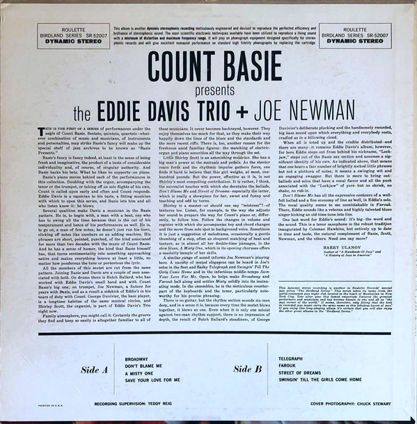 Count Basie Presents Eddie "Lockjaw" Davis Trio + Joe Newman - Count Basie Presents Eddie Davis Trio Plus Joe Newman (LP, Album) (Good (G)) - Image 2