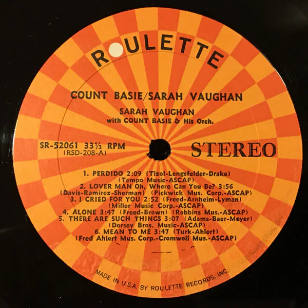 Count Basie / Sarah Vaughan - Count Basie / Sarah Vaughan (LP, Album, RE) (Near Mint (NM or M-)) - Image 3