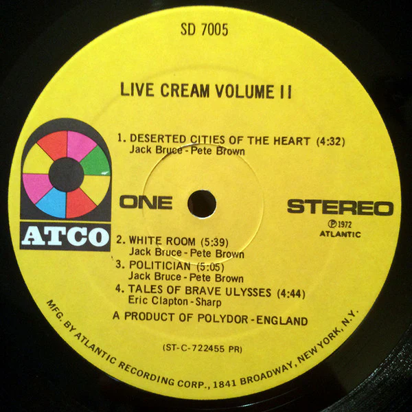 Cream - Live Cream Volume II (LP, Album, PR) (Very Good (VG)) - Image 3