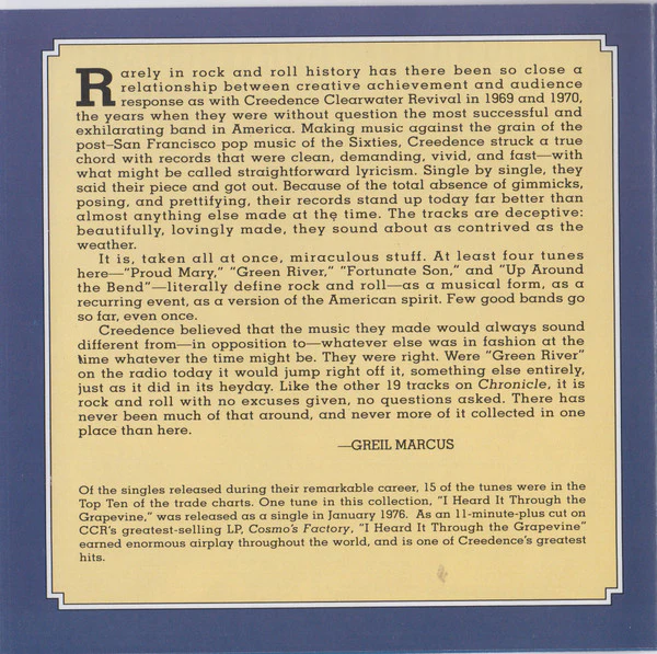 Creedence Clearwater Revival - Chronicle: The 20 Greatest Hits (CD, Comp, Club, RE, BMG) (Near Mint (NM or M-)) - Image 4