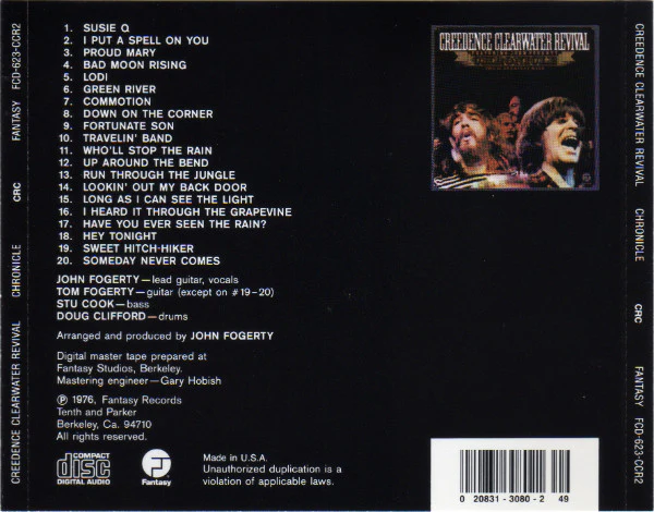 Creedence Clearwater Revival Featuring John Fogerty - Chronicle (The 20 Greatest Hits) (CD, Comp, Club) (Near Mint (NM or M-)) - Image 3