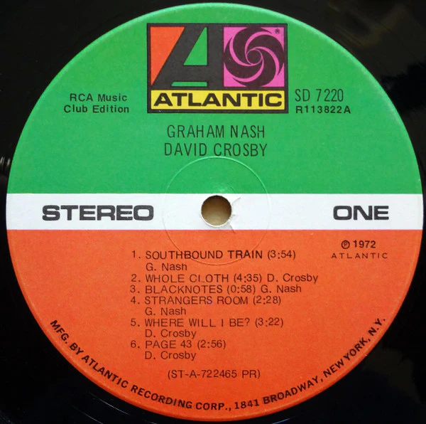 Crosby & Nash - Graham Nash / David Crosby (LP, Album, Club, Tri) (Good Plus (G+)) - Image 3