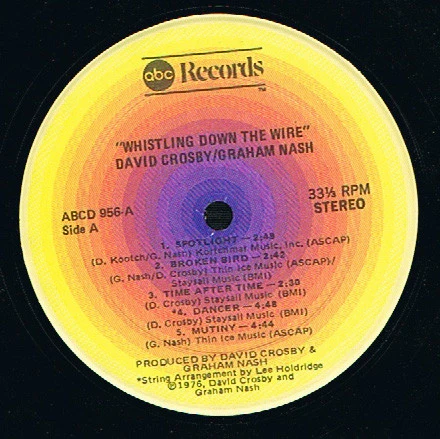 Crosby & Nash - Whistling Down The Wire (LP, Album, Kee) (Very Good Plus (VG+)) - Image 3