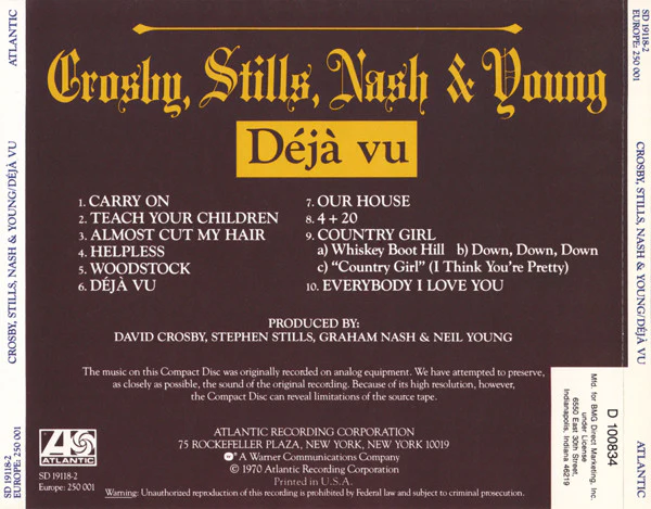 Crosby, Stills, Nash & Young - Déjà Vu (CD, Album, Club, RE, BMG) (Very Good Plus (VG+)) - Image 2