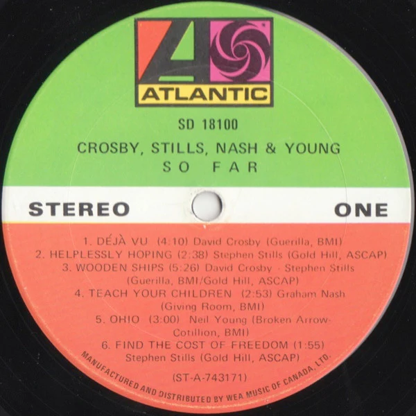 Crosby, Stills, Nash & Young - So Far (LP, Comp) (Very Good (VG)) - Image 2