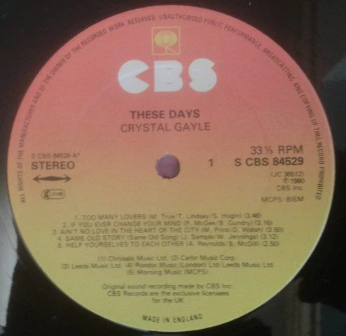 Crystal Gayle - These Days (LP, Album) (Very Good Plus (VG+)) - Image 2