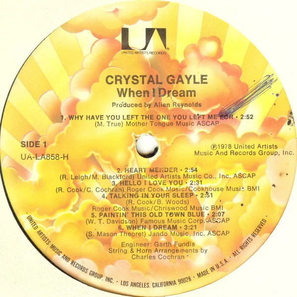 Crystal Gayle - When I Dream (LP, Album, Kee) (Very Good Plus (VG+)) - Image 4