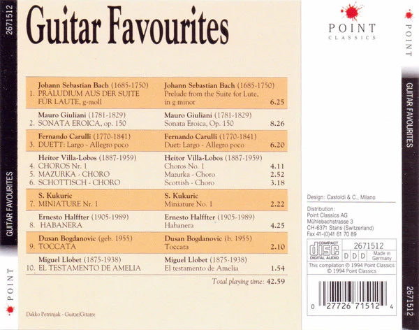 Dakko Petrinjak*, Various - Guitar Favourites (CD, Comp) (Very Good Plus (VG+)) - Image 2