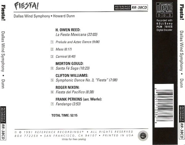 Dallas Wind Symphony, Howard Dunn - Fiesta! (CD) (Very Good Plus (VG+)) - Image 2