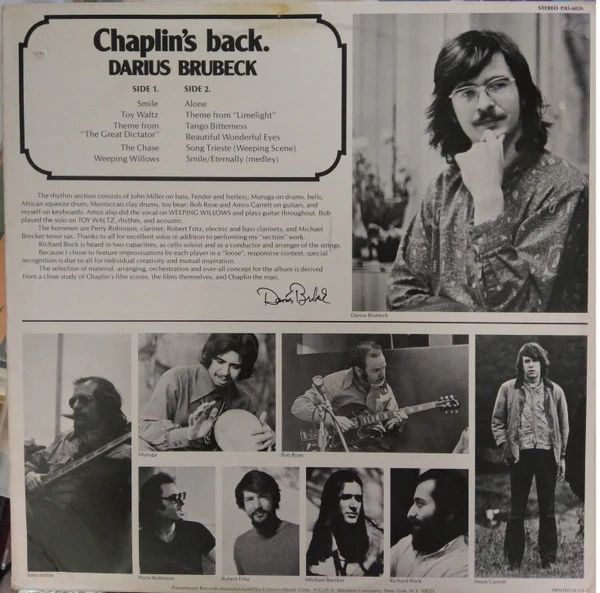 Darius Brubeck - Chaplin's Back (LP, Album, Uni) (Near Mint (NM or M-)) - Image 2