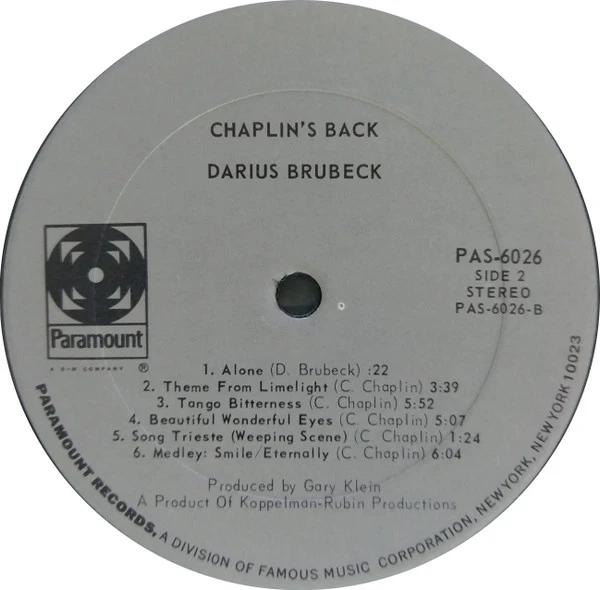Darius Brubeck - Chaplin's Back (LP, Album, Uni) (Near Mint (NM or M-)) - Image 4