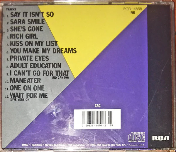 Daryl Hall & John Oates - Greatest Hits (Rock 'N Soul Part 1) (CD, Comp, Club, RE, CRC) (Very Good Plus (VG+)) - Image 2
