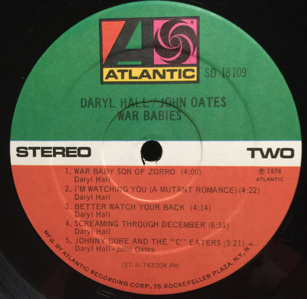 Daryl Hall & John Oates - War Babies (LP, Album, PR ) (Very Good Plus (VG+)) - Image 3