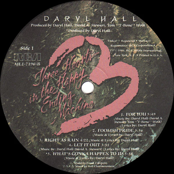 Daryl Hall - Three Hearts In The Happy Ending Machine (LP, Album, Ind) (Very Good (VG)) - Image 4