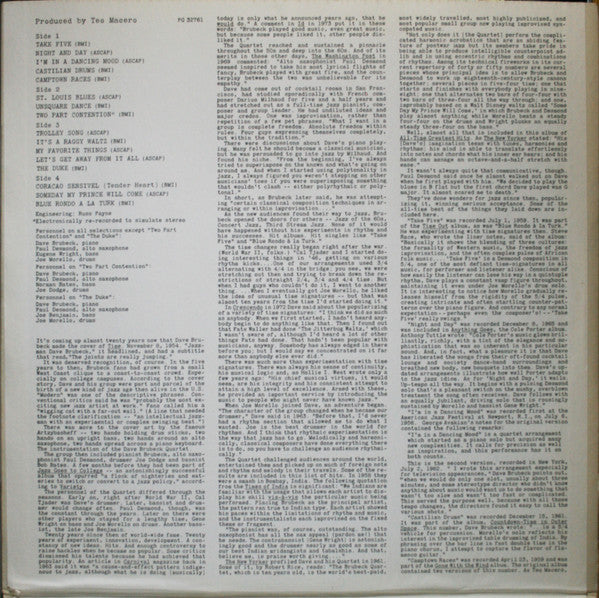 Dave Brubeck - Dave Brubeck's All-Time Greatest Hits (2xLP, Comp) (Very Good Plus (VG+)) - Image 2