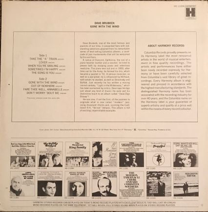 Dave Brubeck - Gone With The Wind (LP, Comp) (Near Mint (NM or M-)) - Image 2