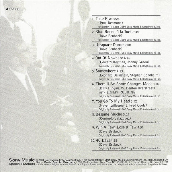 Dave Brubeck - On Time (CD, Album, Comp) (Near Mint (NM or M-)) - Image 2