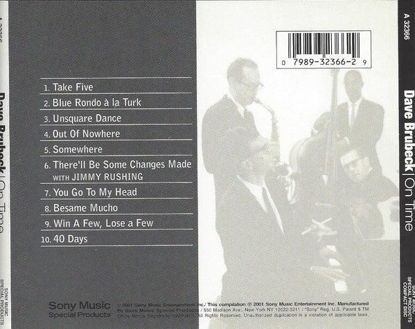 Dave Brubeck - On Time (CD, Album, Comp) (Near Mint (NM or M-)) - Image 3