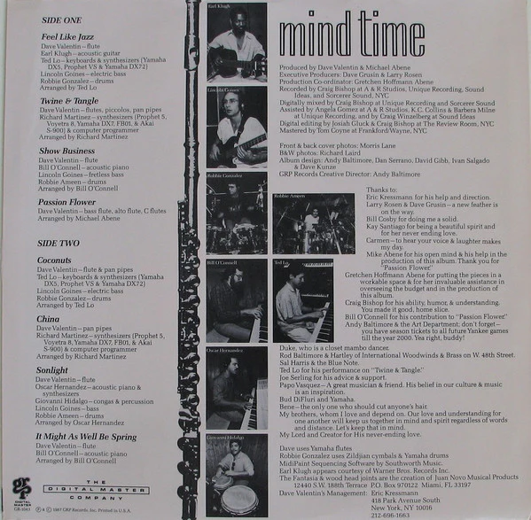 Dave Valentin - Mind Time (LP, Album) (Near Mint (NM or M-)) - Image 5