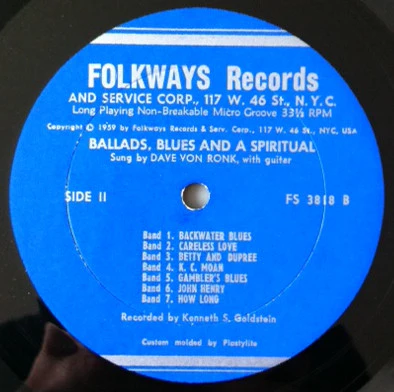 Dave Van Ronk - Dave Van Ronk Sings Ballads, Blues & A Spiritual (LP, Mono) (Very Good Plus (VG+)) - Image 4