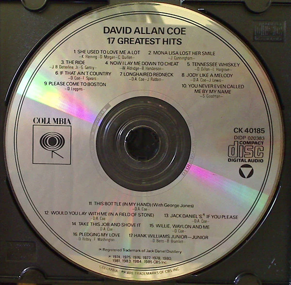 David Allan Coe - 17 Greatest Hits (CD, Comp) (Very Good (VG)) - Image 3