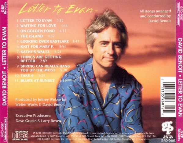 David Benoit - Letter To Evan (CD, Album) (Near Mint (NM or M-)) - Image 2