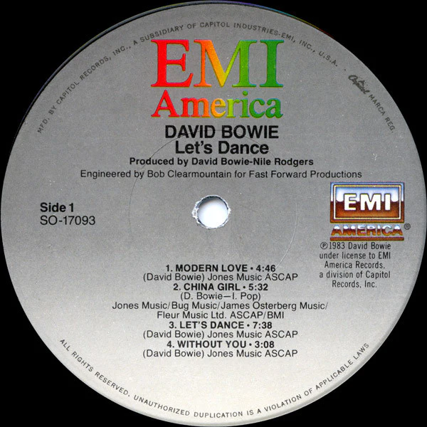 David Bowie - Let's Dance (LP, Album, Win) (Near Mint (NM or M-)) - Image 3