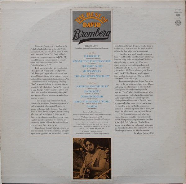 David Bromberg - Out Of The Blues: The Best Of David Bromberg (LP, Comp, Pit) (Near Mint (NM or M-)) - Image 2