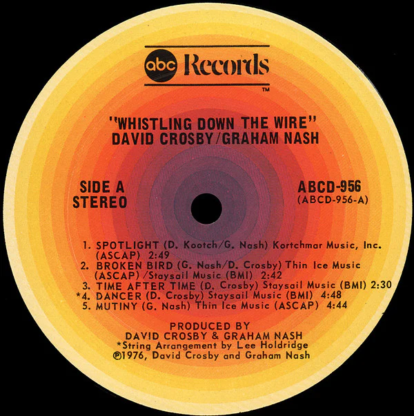 Crosby & Nash - Whistling Down The Wire (LP, Album, San) (Very Good Plus (VG+)) - Image 3