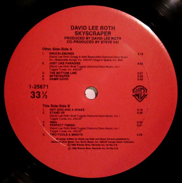 David Lee Roth - Skyscraper (LP, Album, Club) (Near Mint (NM or M-)) - Image 5